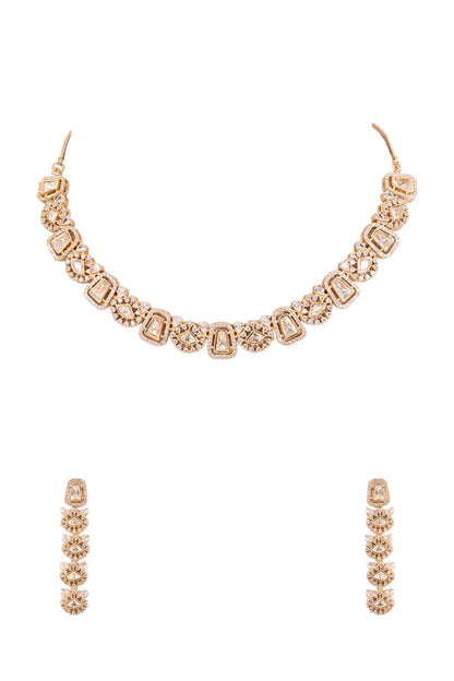 Diamond-Cut Stone Embellished Choker Set 