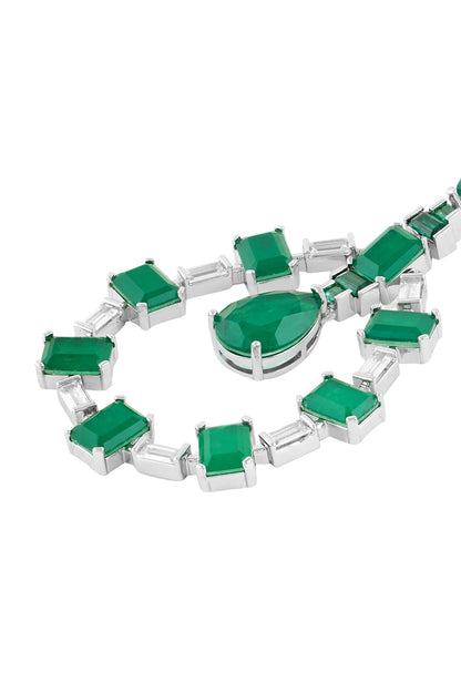 Emerald Luxe Rhodium Plated Dangler Earrings 
