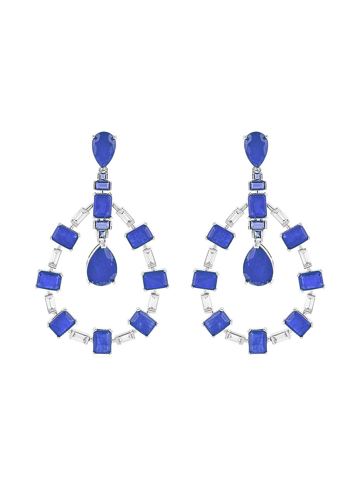 Sapphire Luxe Rhodium Plated Dangler Earrings 