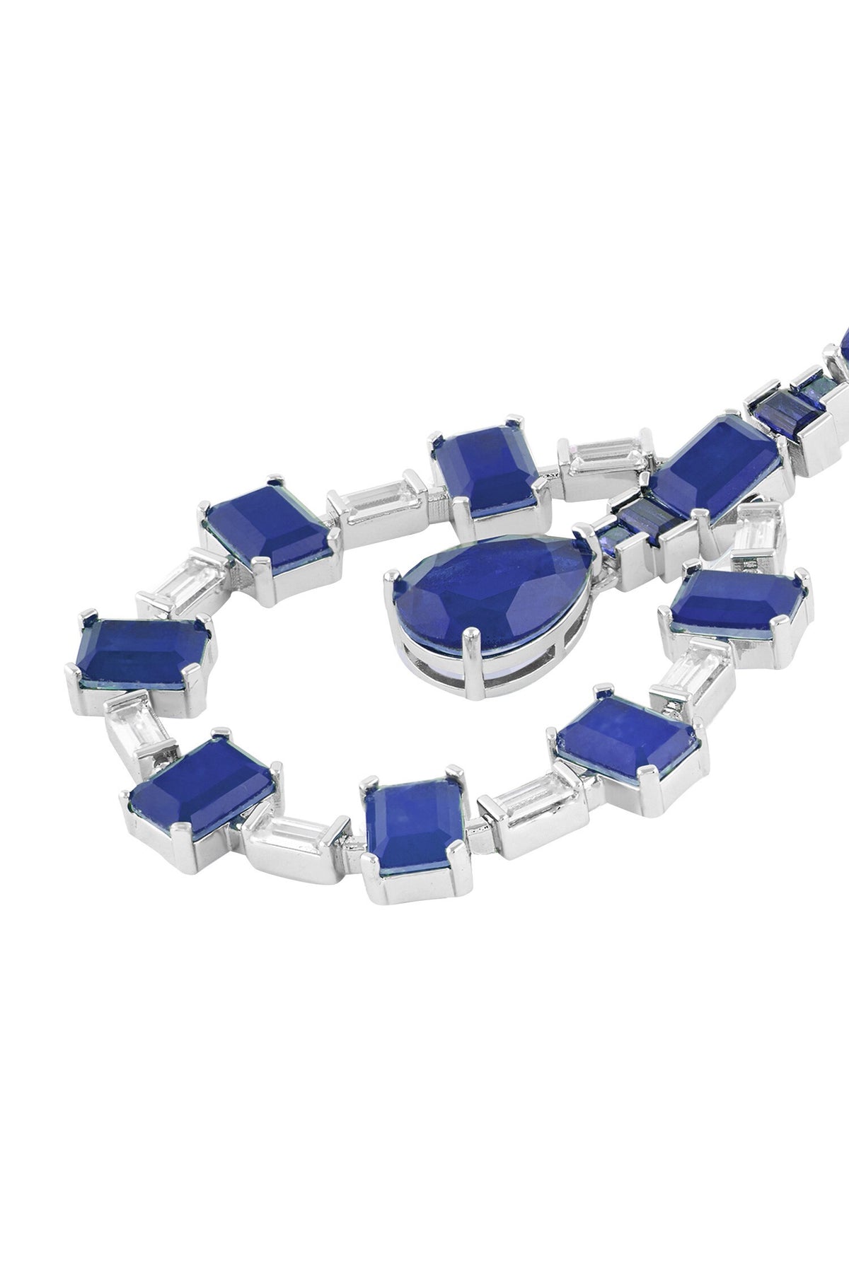 Sapphire Luxe Rhodium Plated Dangler Earrings 