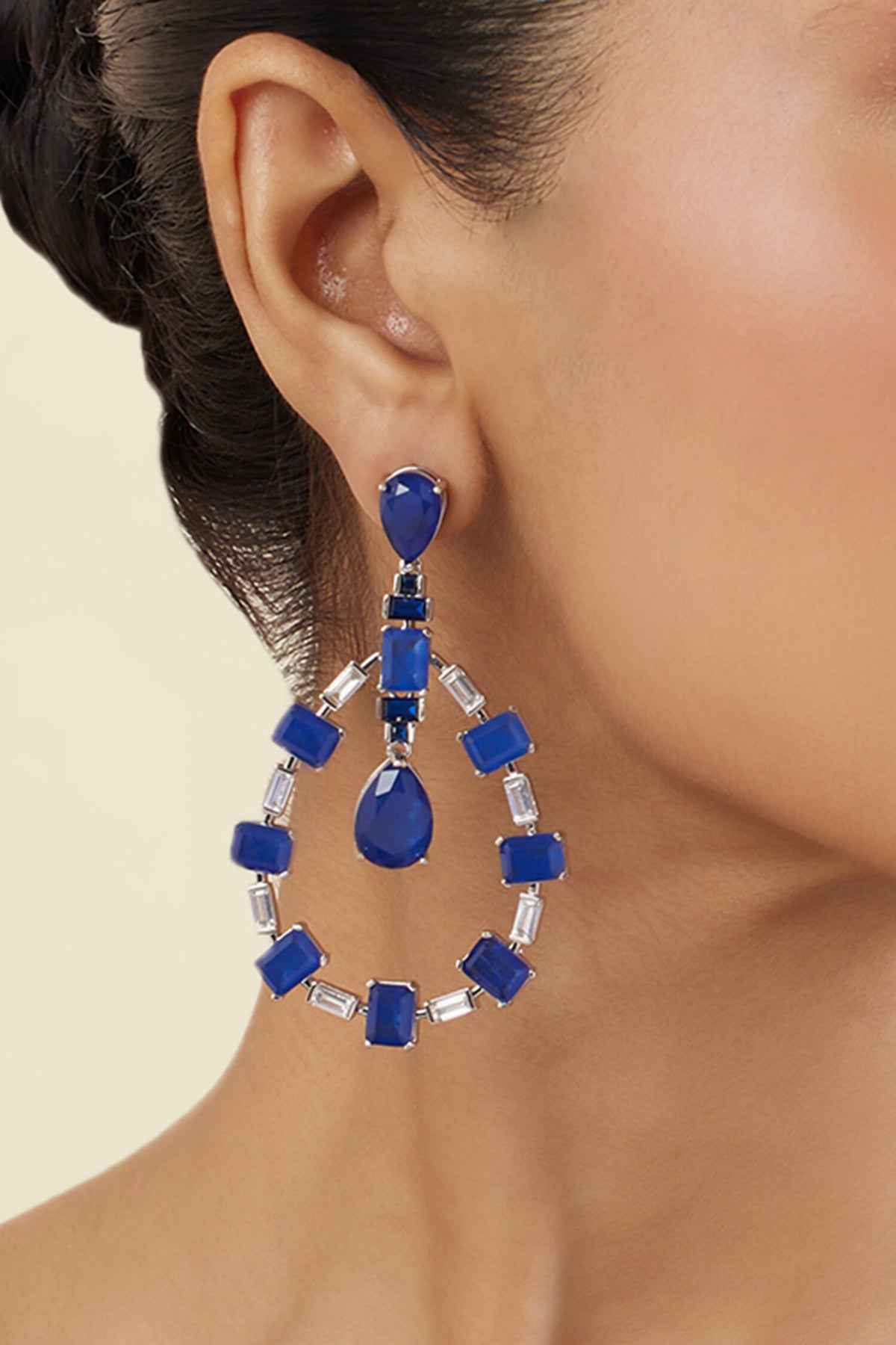 Sapphire Luxe Rhodium Plated Dangler Earrings 