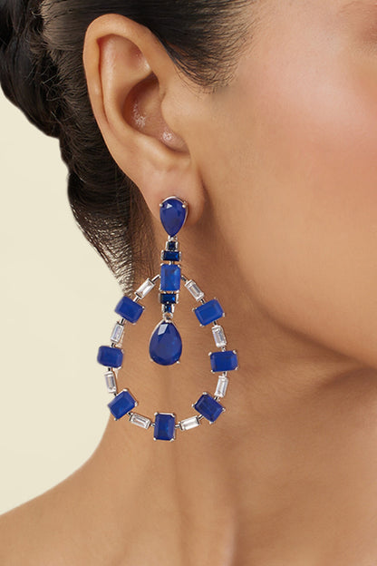 Sapphire Luxe Rhodium Plated Dangler Earrings 