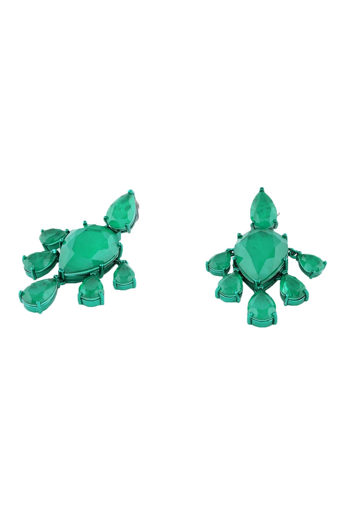 Emerald Luxe Rhodium Plated Dangler Earrings 