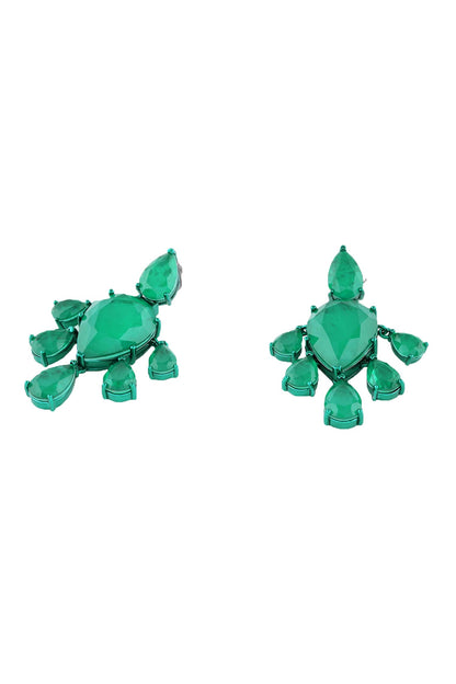 Emerald Luxe Rhodium Plated Dangler Earrings 