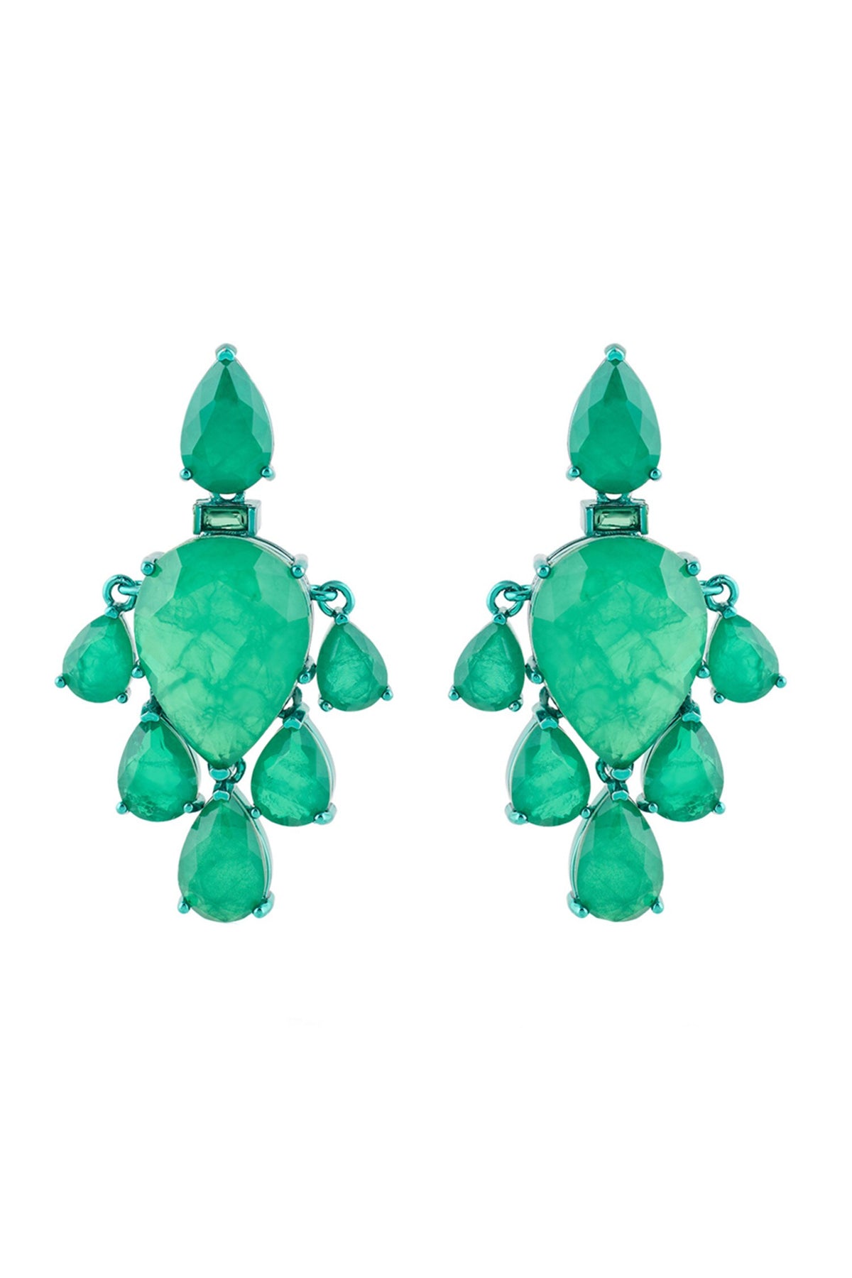 Emerald Luxe Rhodium Plated Dangler Earrings 