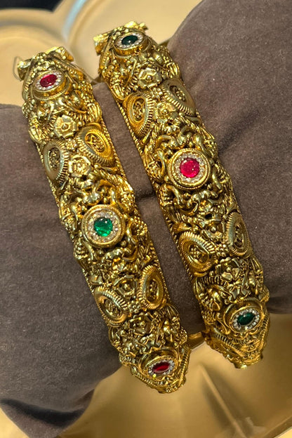 Temple Carved Bangles - Set of 2 