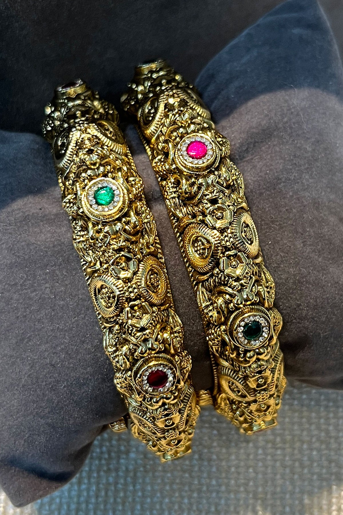 Temple Carved Bangles - Set of 2 