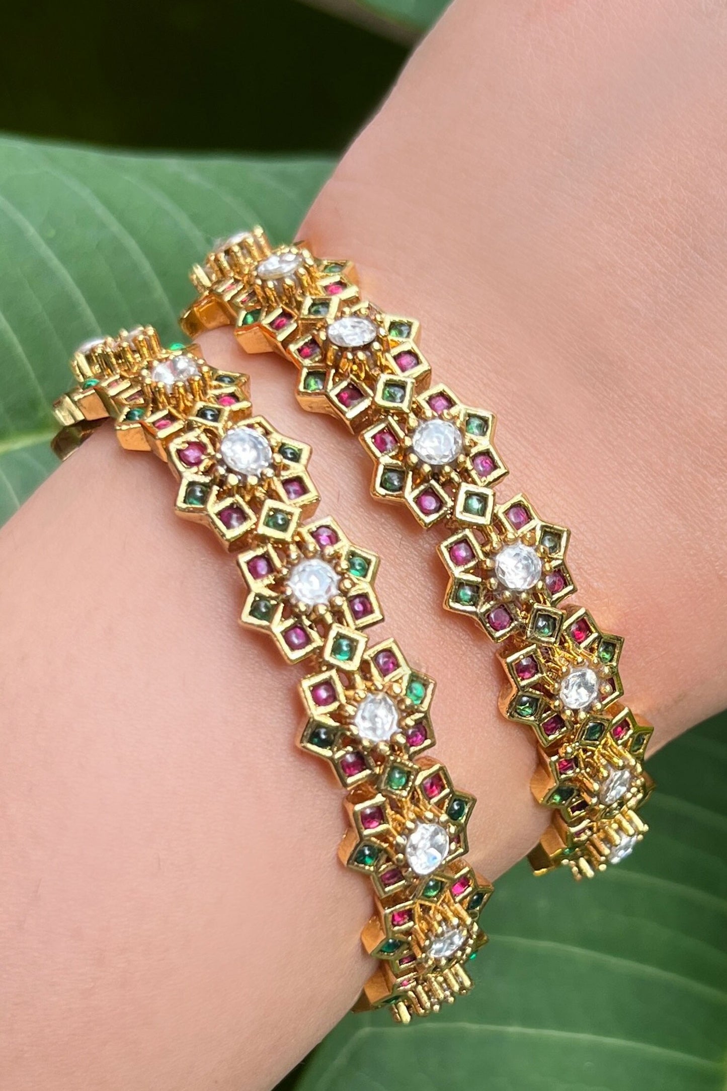 Stone Embellished Bangles - Set of 2 
