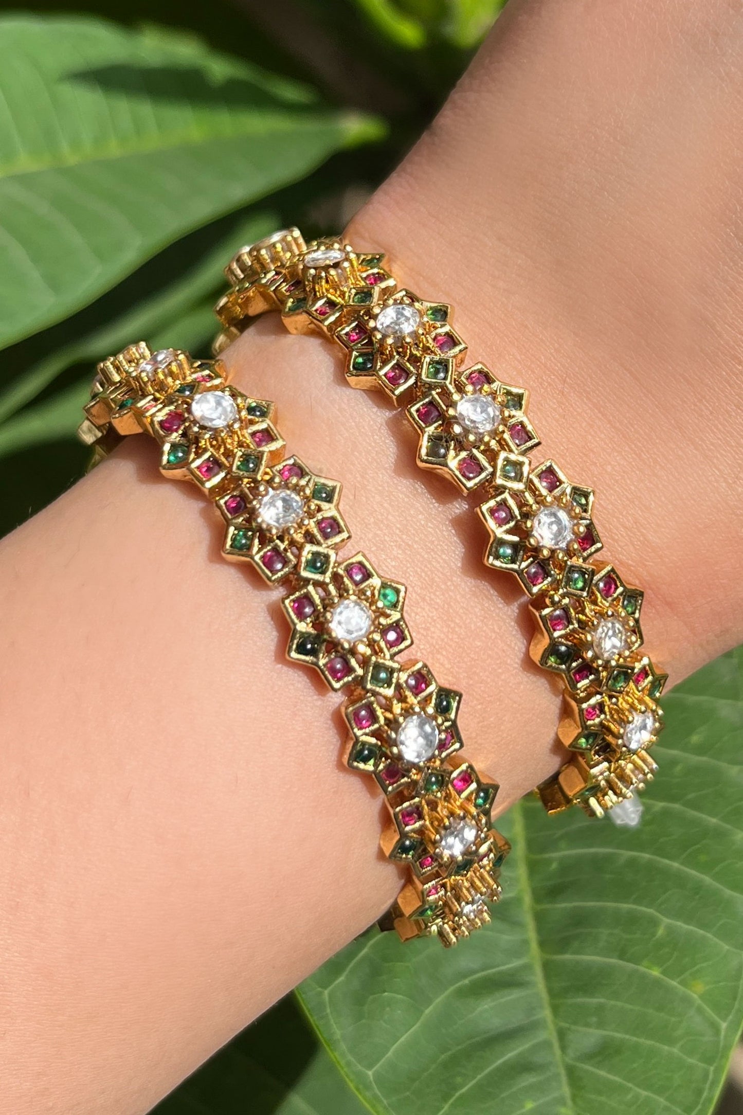 Stone Embellished Bangles - Set of 2 