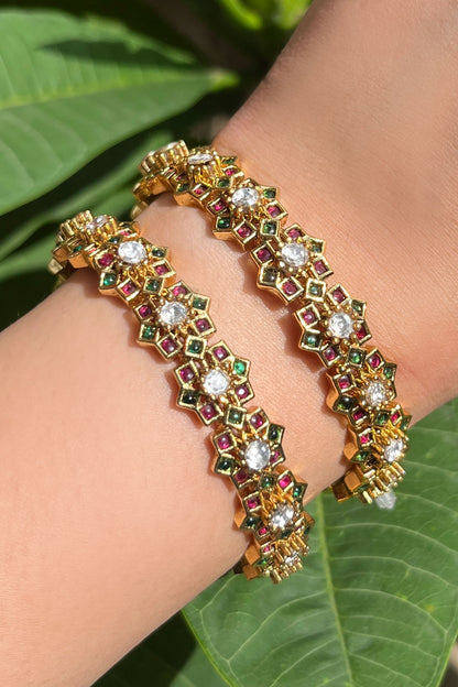 Stone Embellished Bangles - Set of 2 