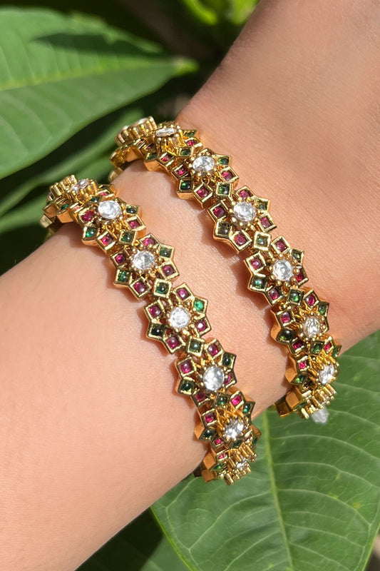 Stone Embellished Bangles - Set of 2 
