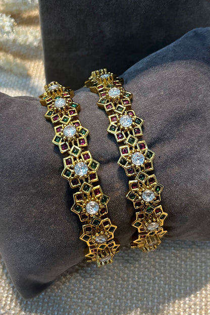 Stone Embellished Bangles - Set of 2 