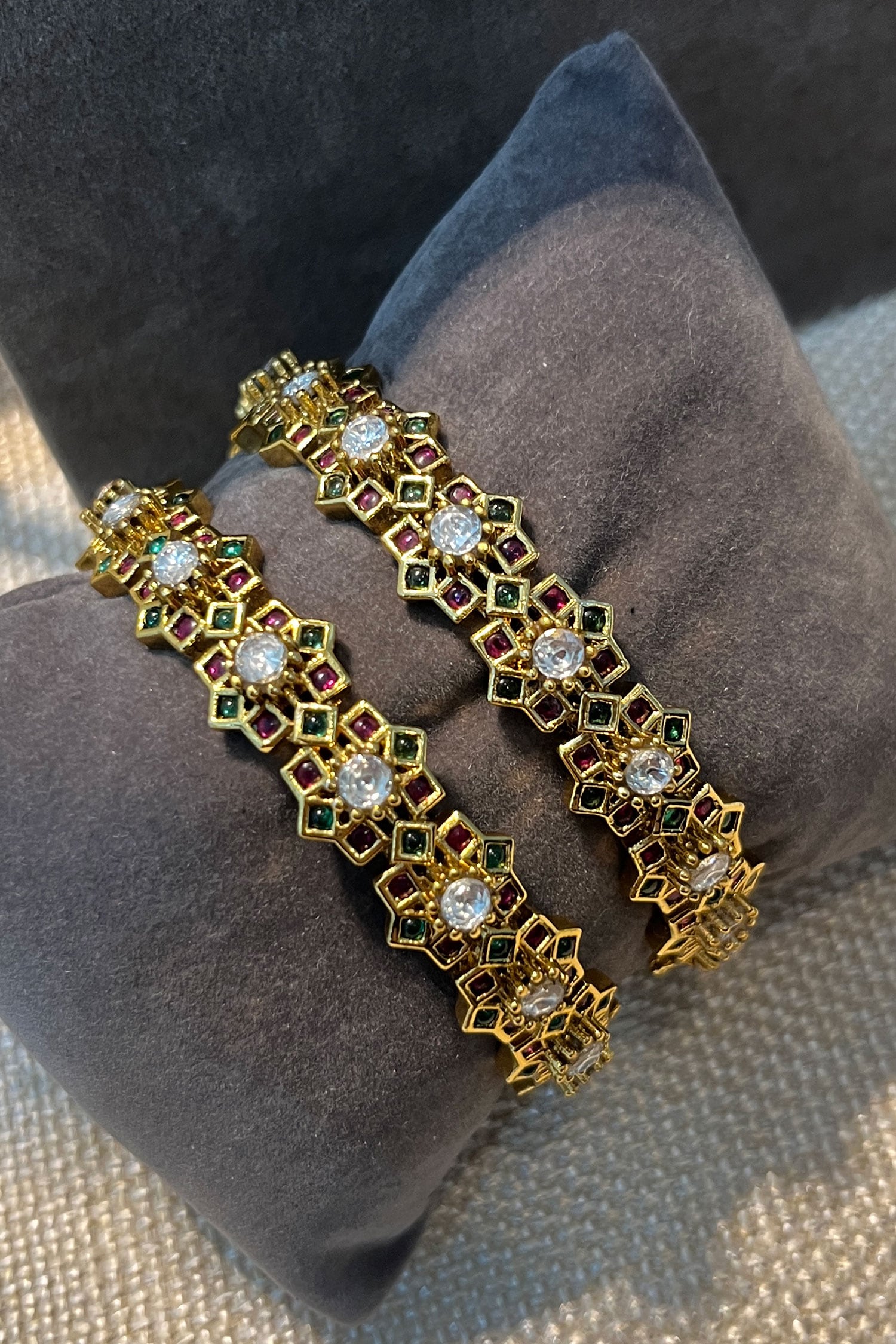 Stone Embellished Bangles - Set of 2 