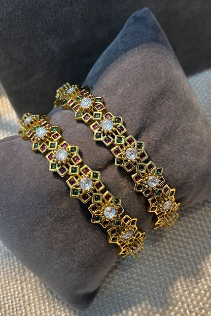 Stone Embellished Bangles - Set of 2 