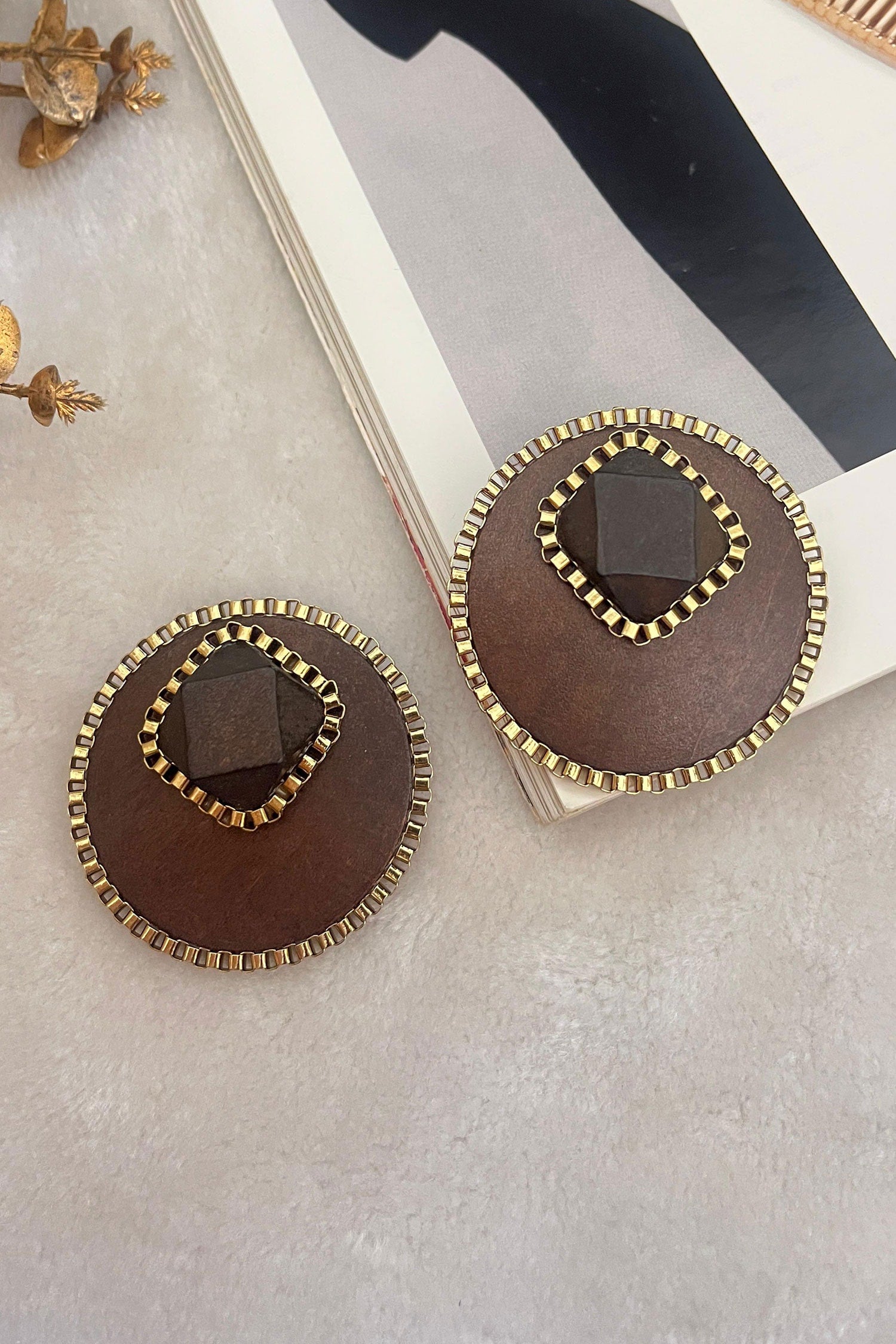 Bold Brown Sawdust Studs 