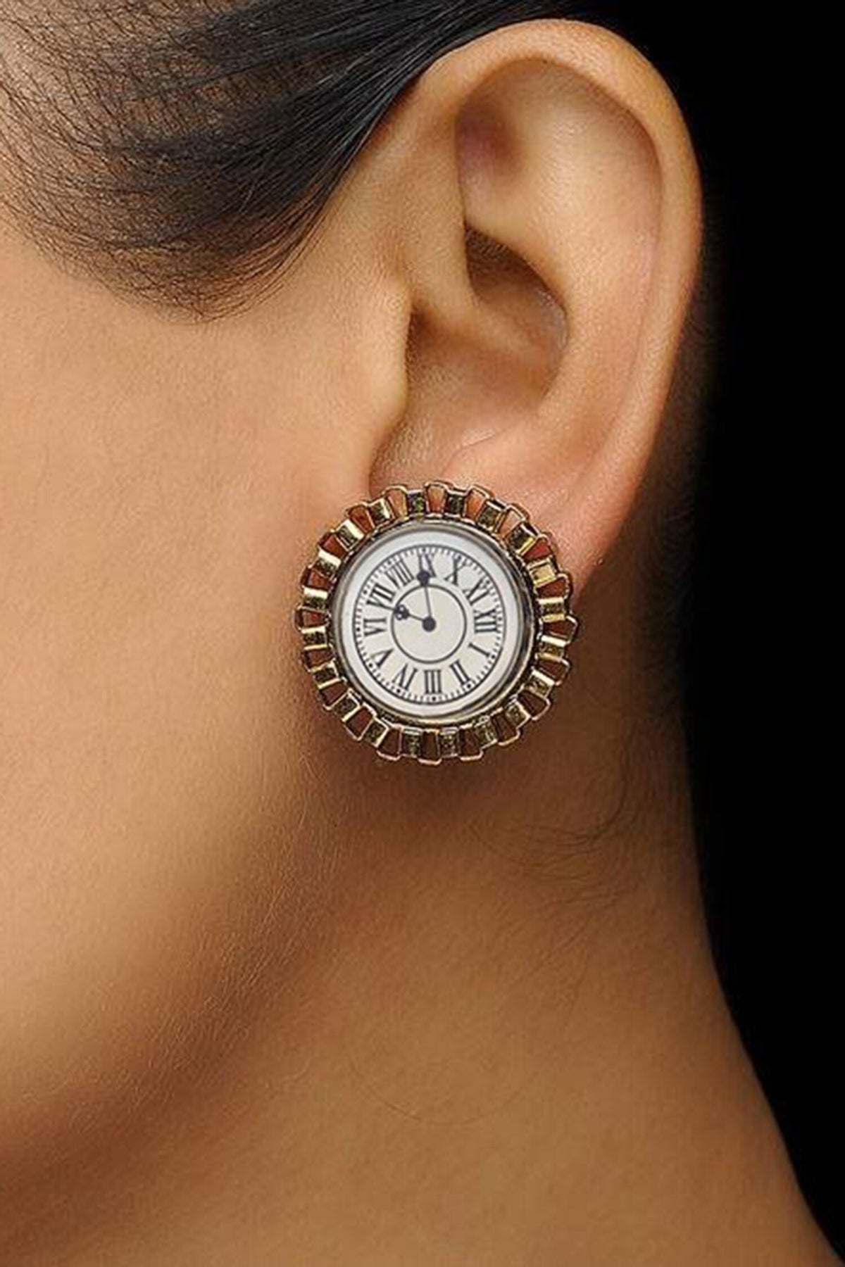 Golden Hour Clock Studs 