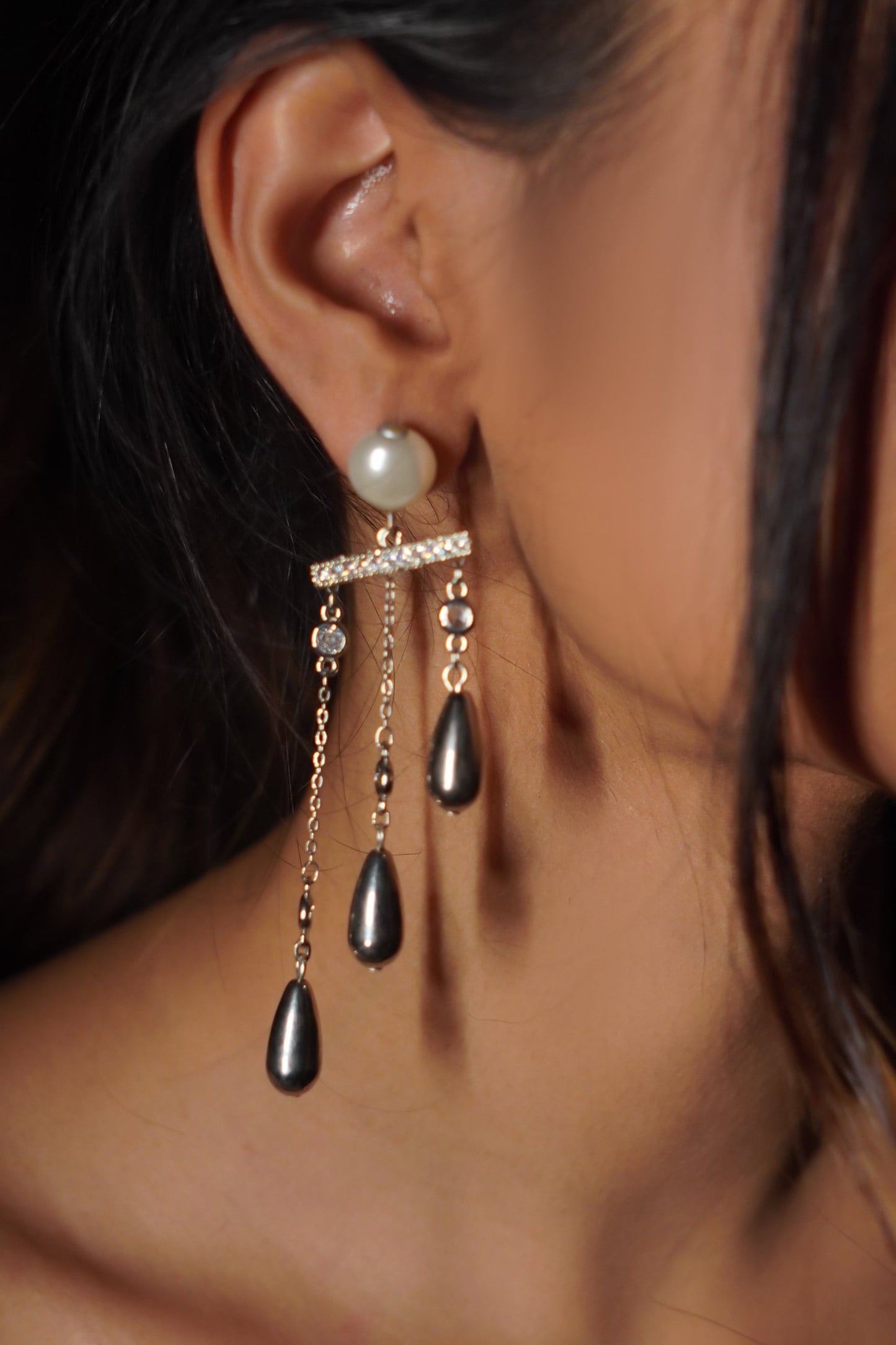 Silver Cascade Statement Earrings 