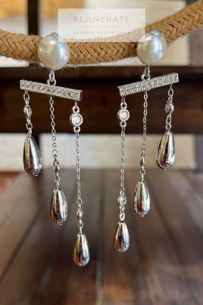 Silver Cascade Statement Earrings 
