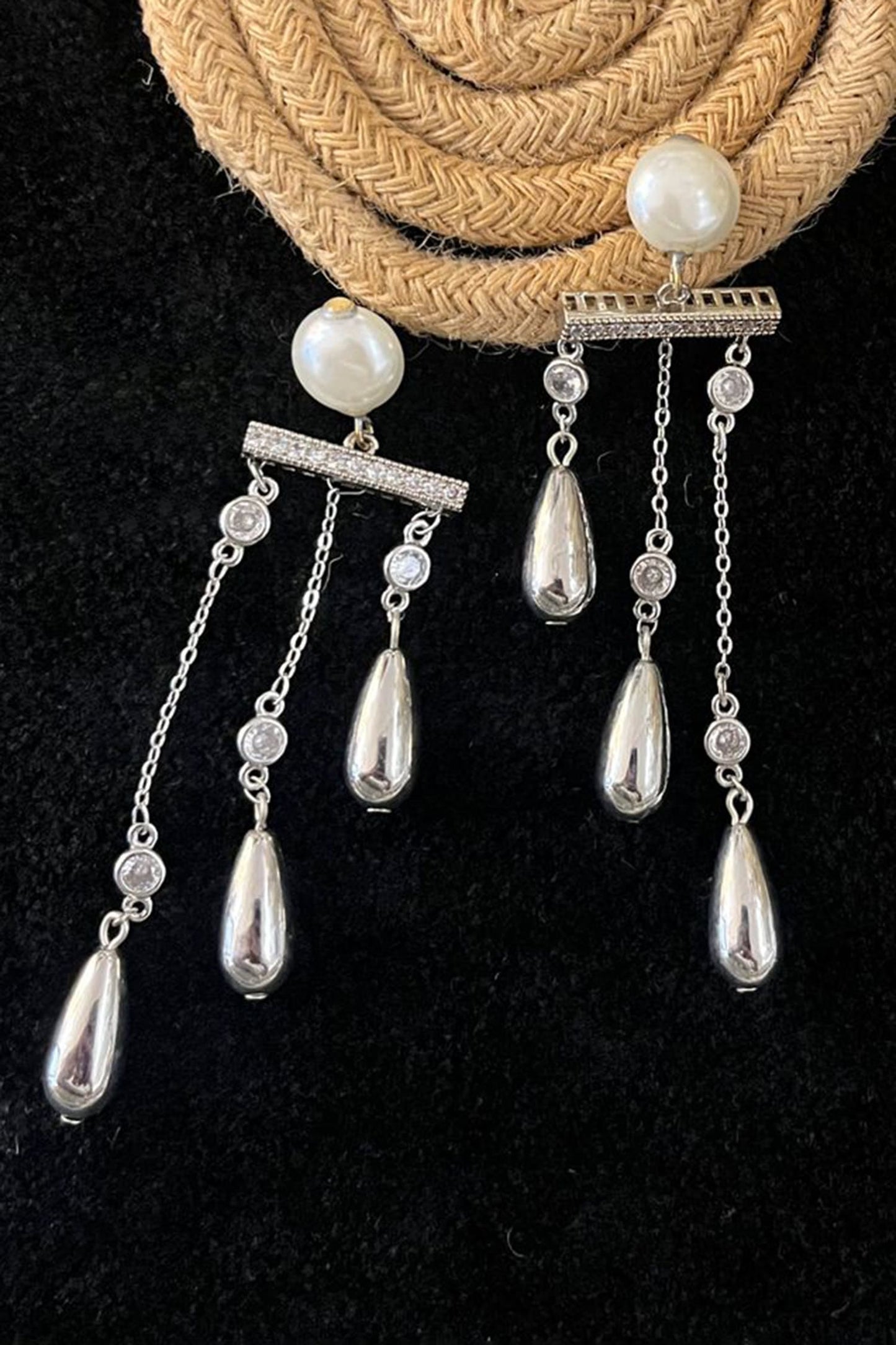 Silver Cascade Statement Earrings 