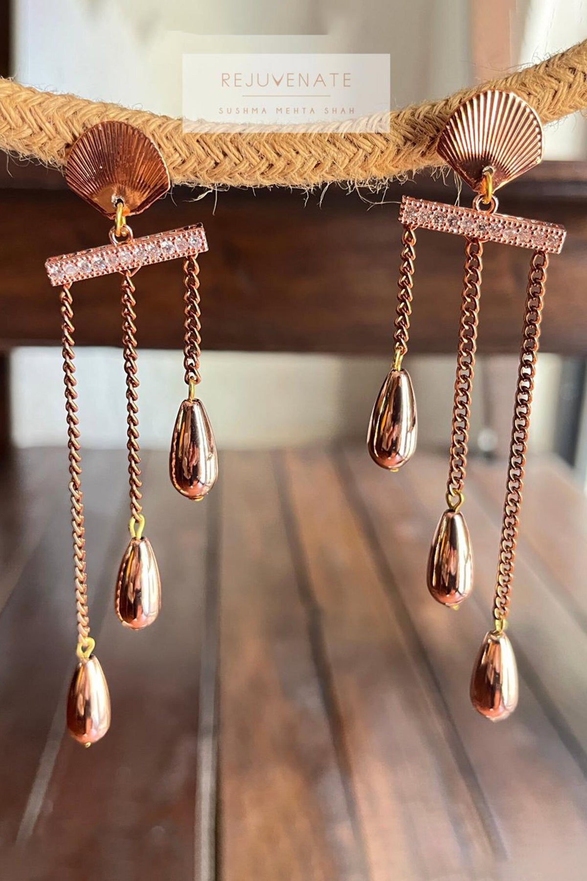 Rose Gold Cascade Statement Earrings 