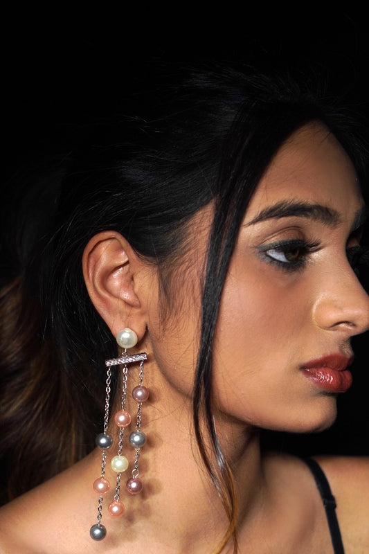 Pearl Embellished Dangler Earrings 