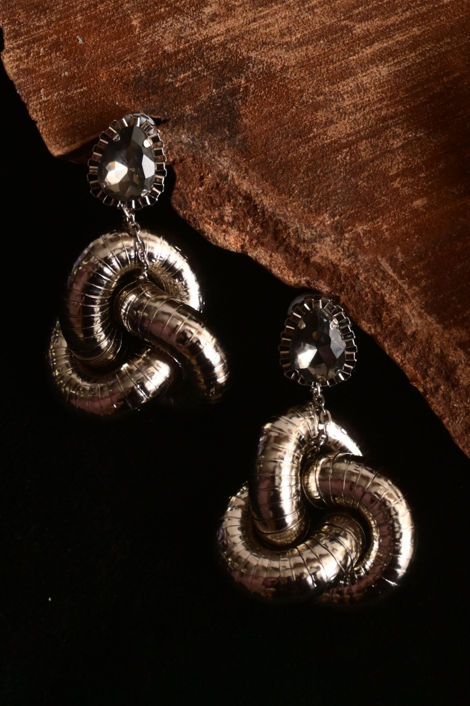 Silver Knot Statement Earrings 
