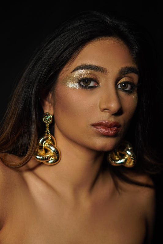 Golden Knot Statement Earrings 