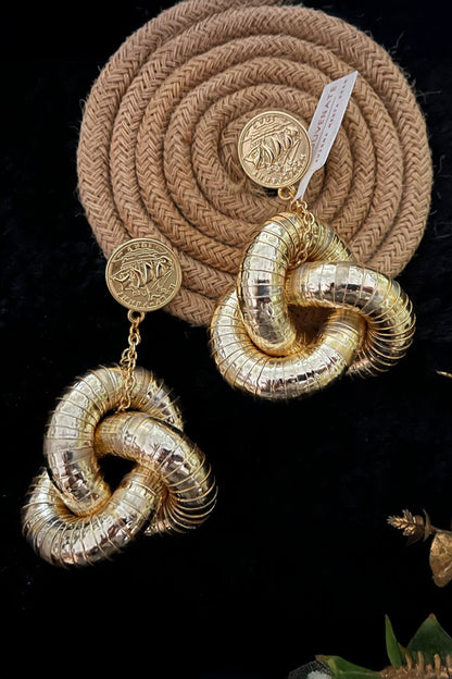 Golden Knot Statement Earrings 
