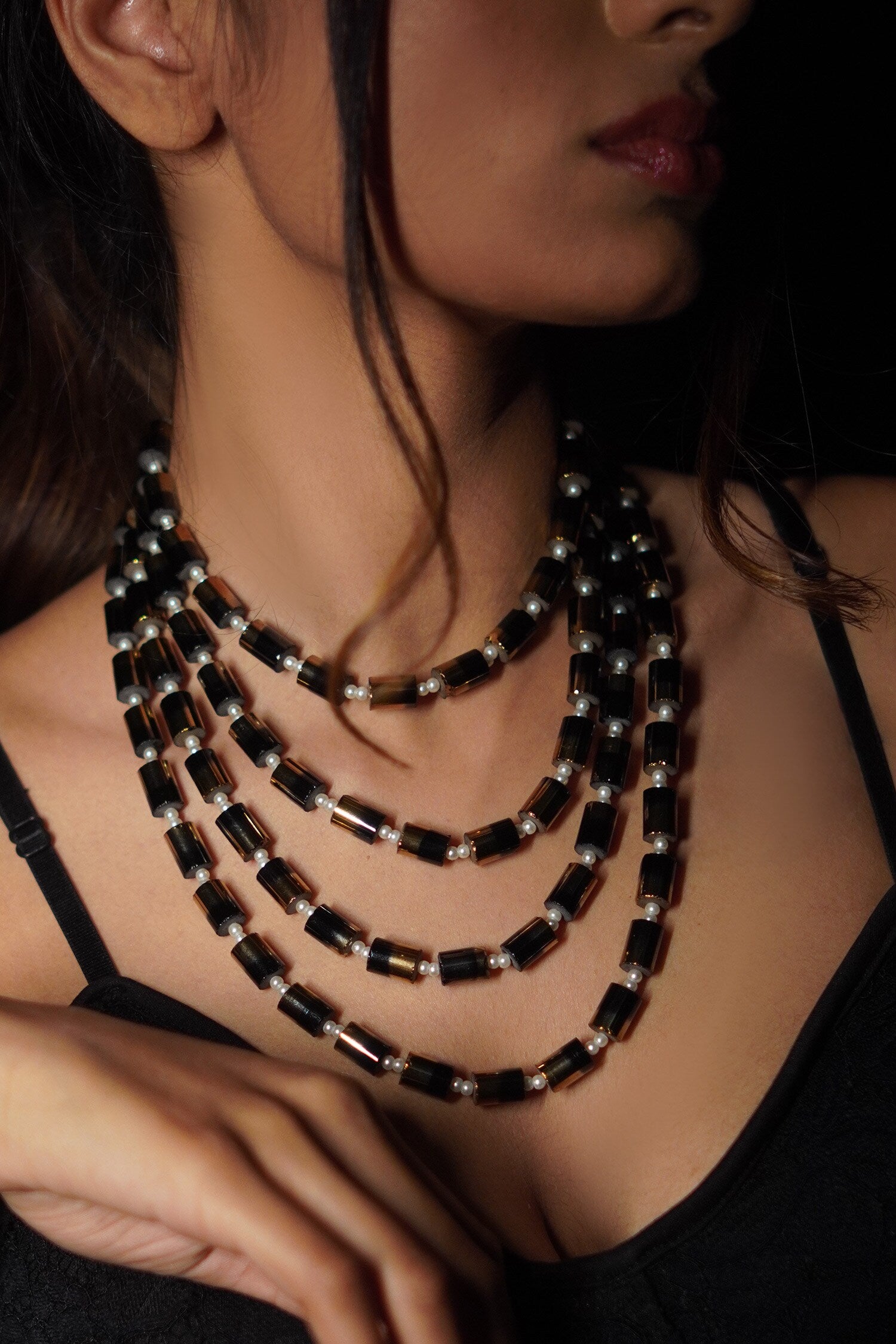 Midnight Allure Multi-Layered Necklace 