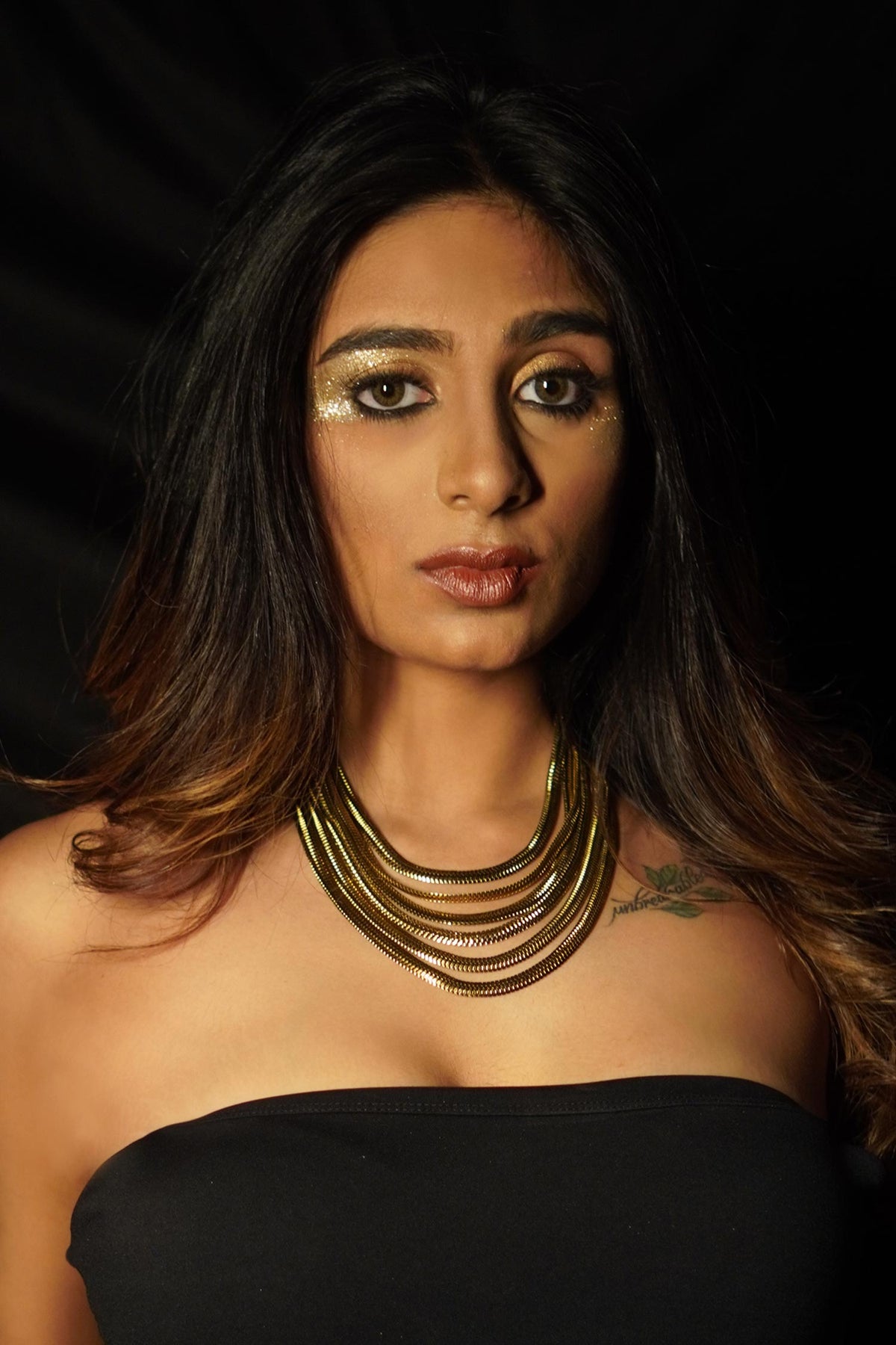 Golden Draped Layered Necklace 