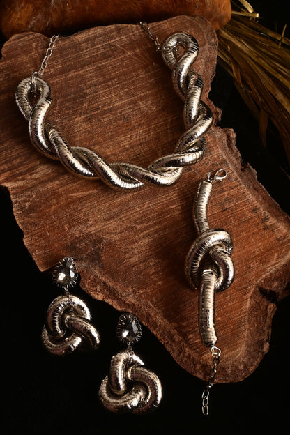 Silver Metallic Knot Bracelet 
