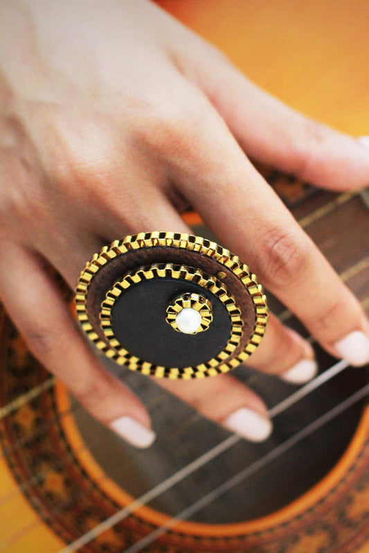 Layered Wooden Pearl Ring 