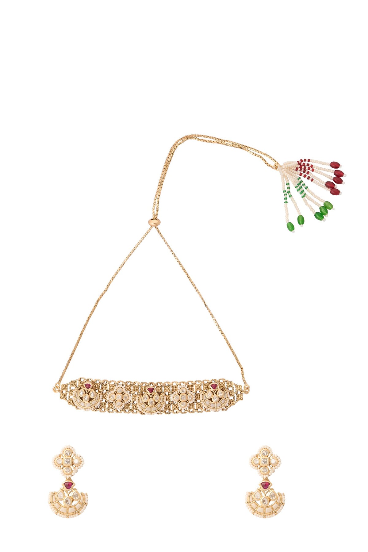 Ruby & White Kundan Choker Set 