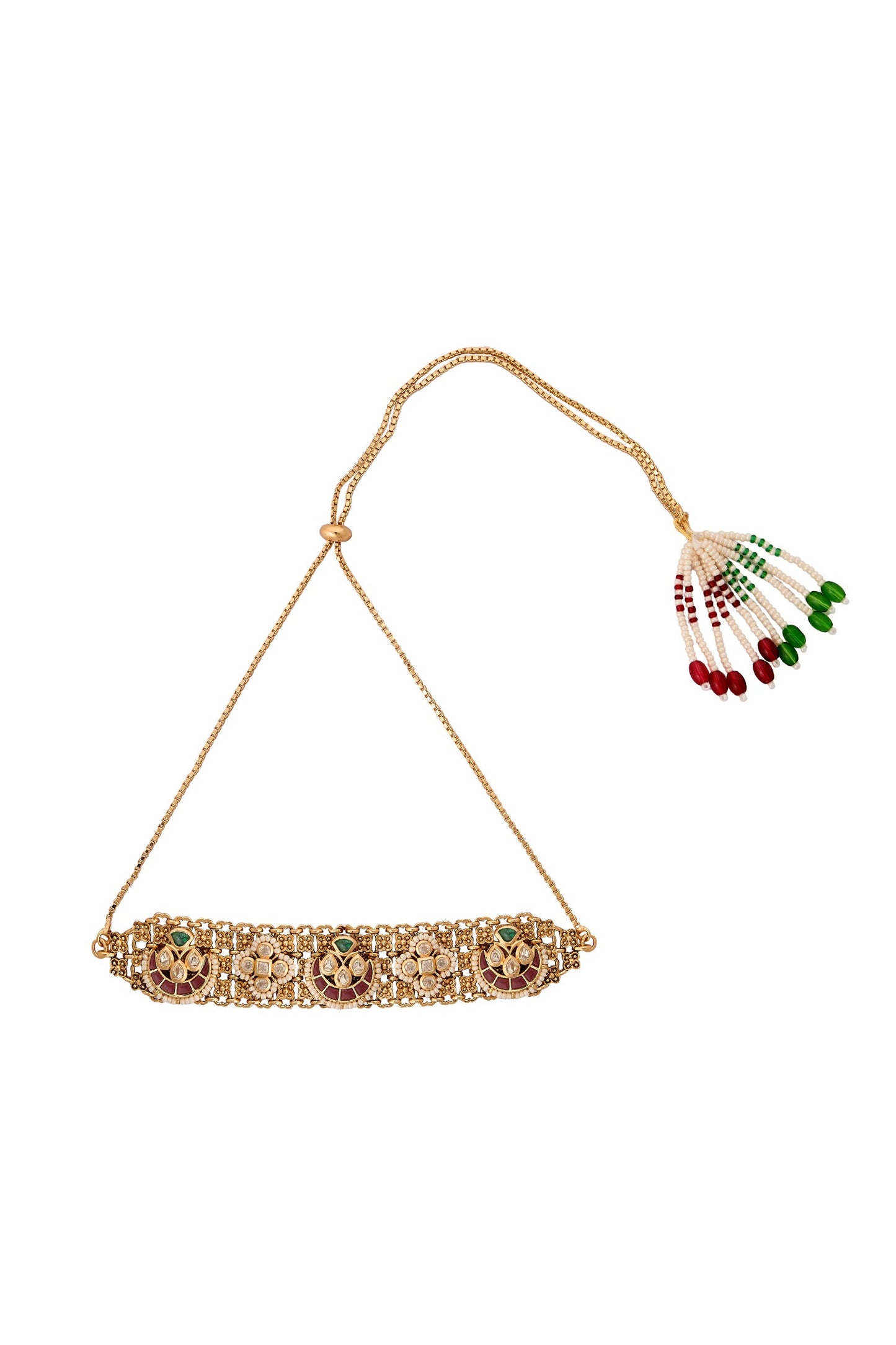 Ruby & Green Kundan Choker Necklace Set 