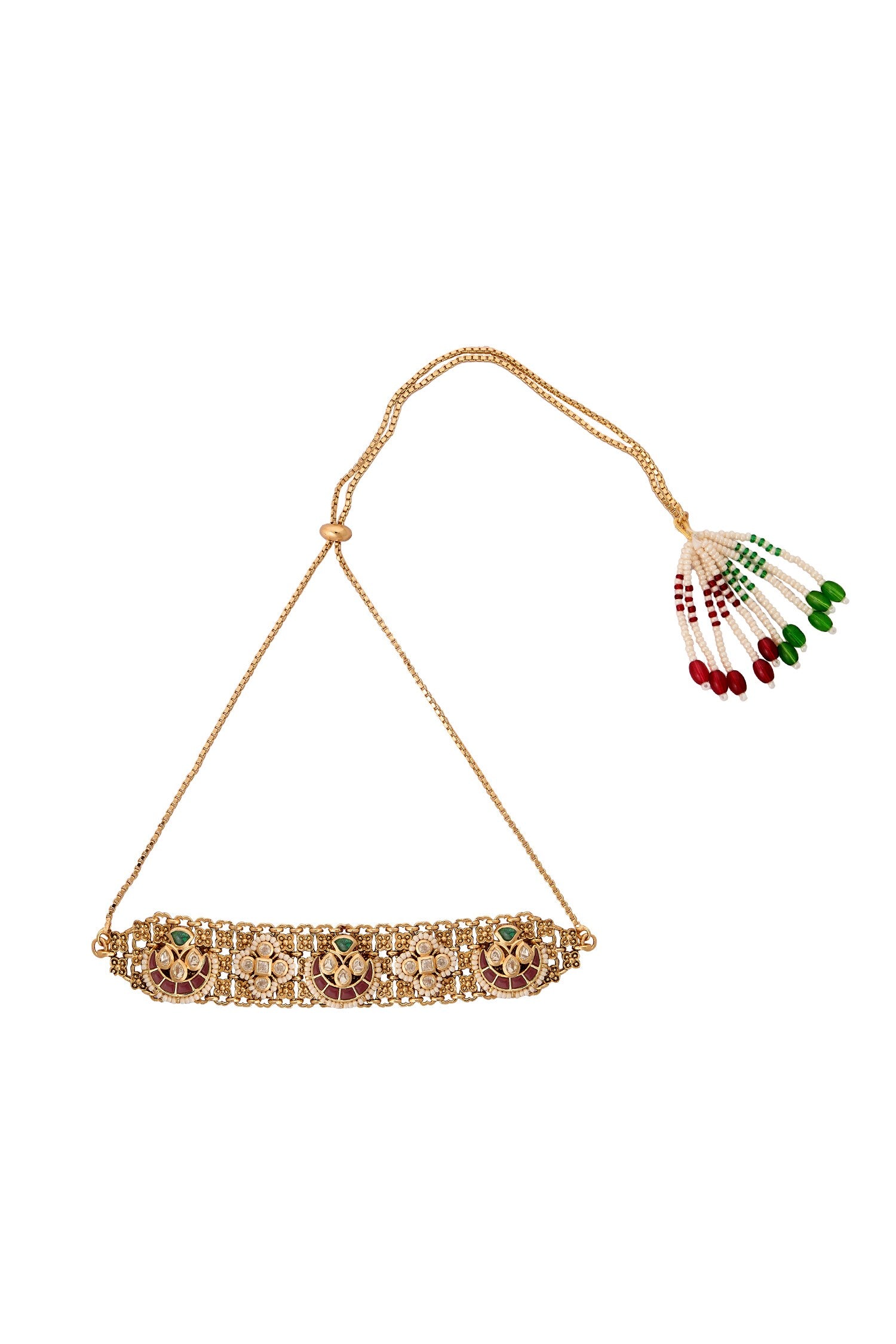 Ruby & Green Kundan Choker Necklace Set 