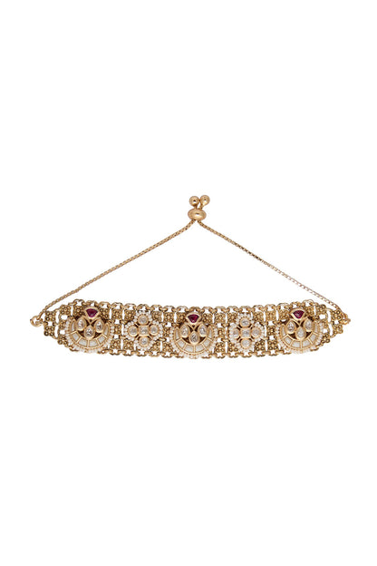 Ruby & White Kundan Bracelet 