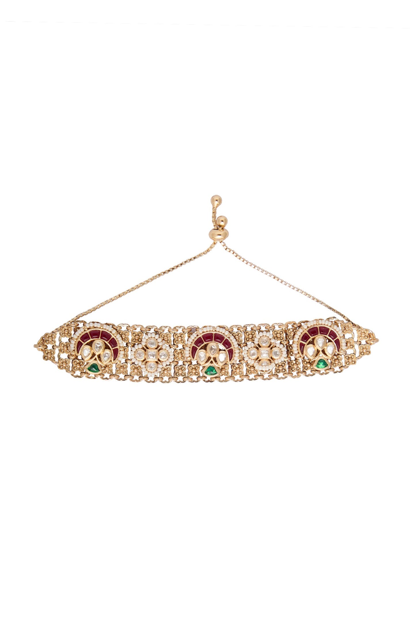 Ruby & Green Kundan Bracelet 