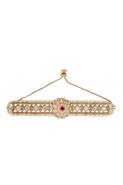 Ruby & White Kundan Bracelet 