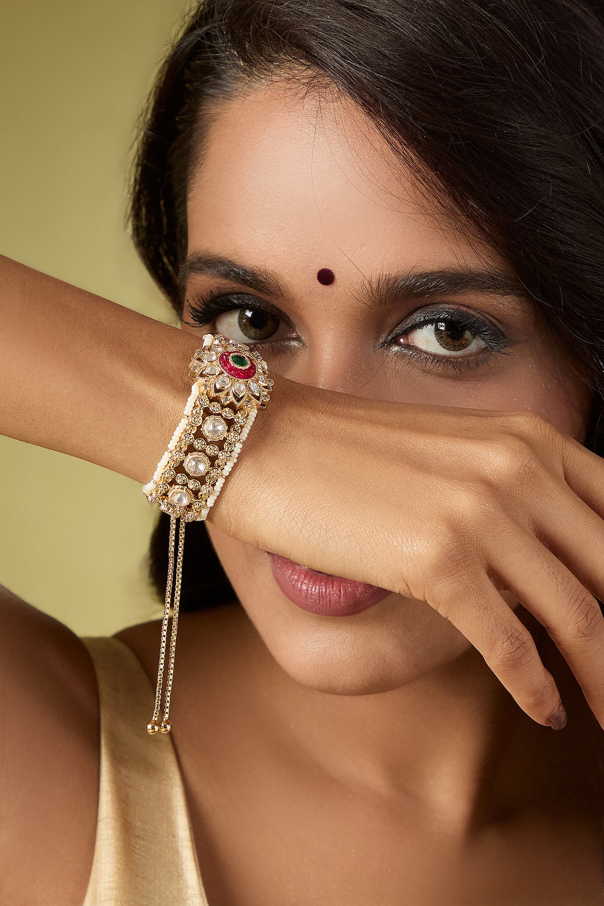 Ruby & Green Kundan Bracelet 