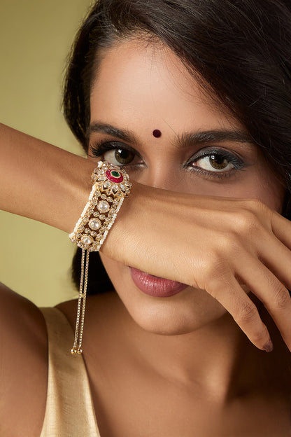 Ruby & Green Kundan Bracelet 