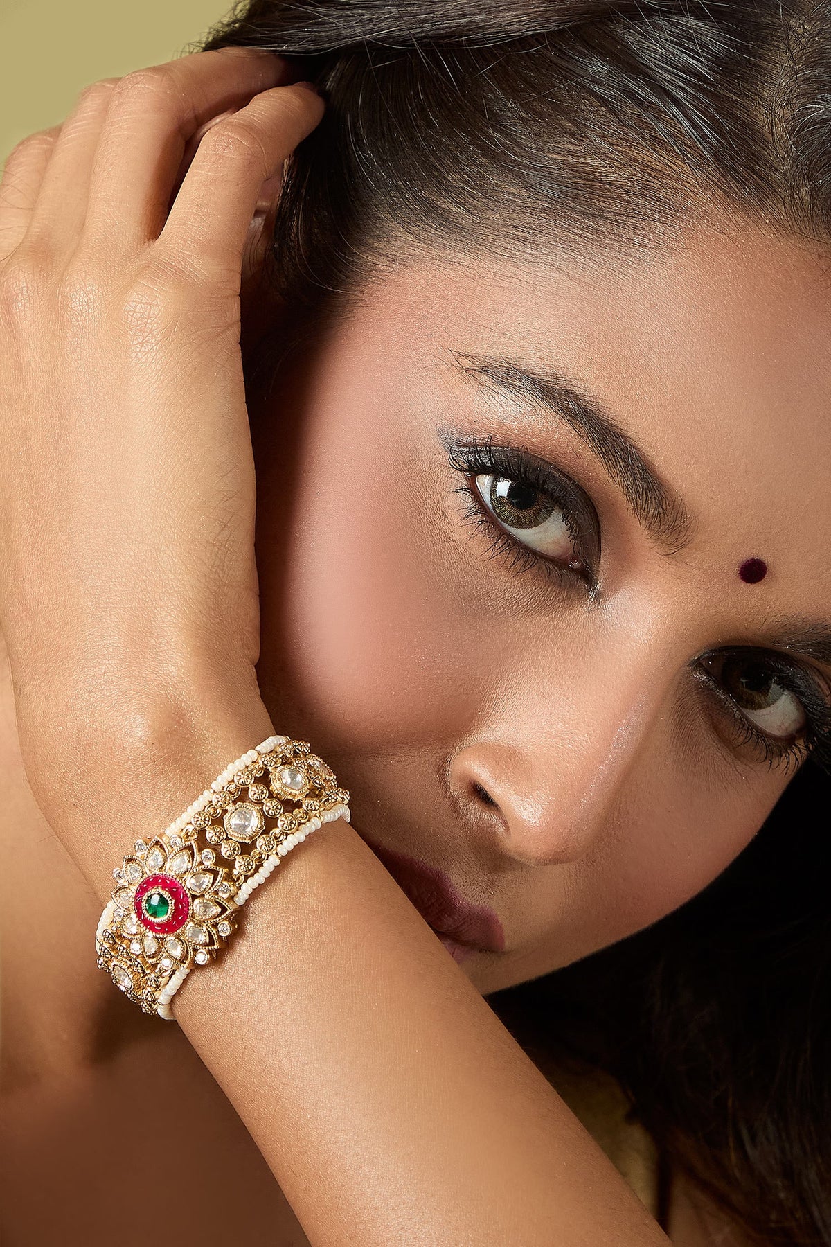 Ruby & Green Kundan Bracelet 