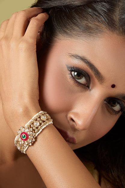 Ruby & Green Kundan Bracelet 
