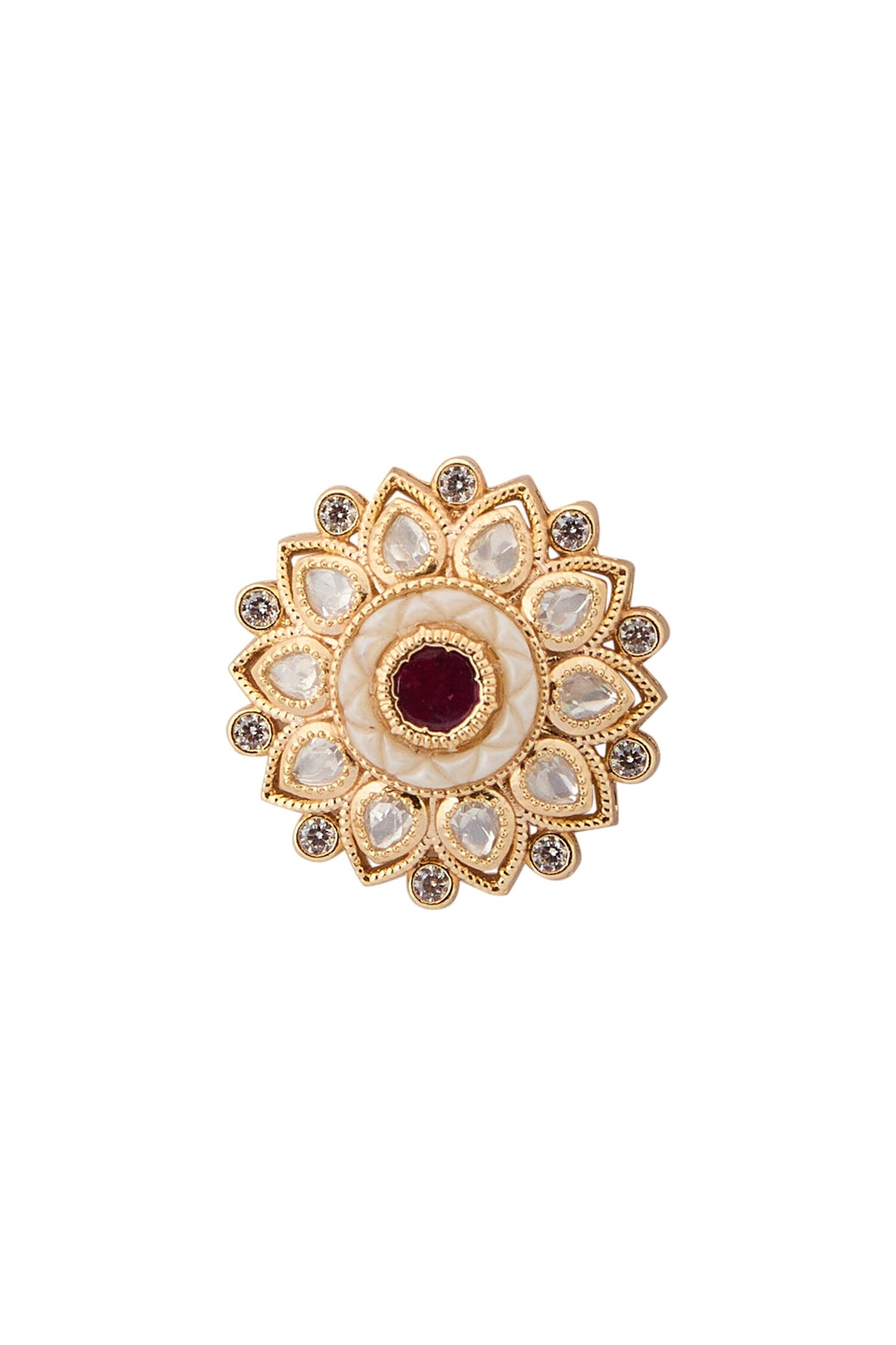 Ruby & White Kundan Choker Necklace Set 