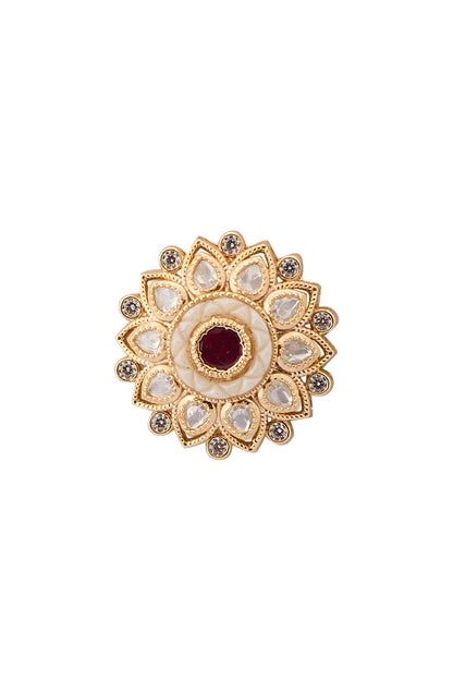 Ruby & White Kundan Choker Necklace Set 