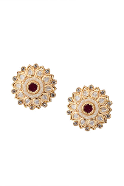 Ruby & White Kundan Choker Necklace Set 