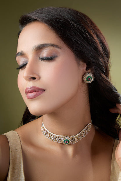 Ruby & Green Kundan Choker Necklace Set 