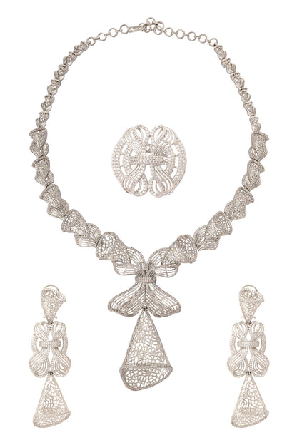 Silver Embellished Necklace Set 