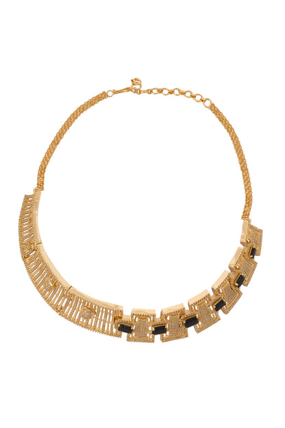 Gold & Blue Embellished Necklace Set 