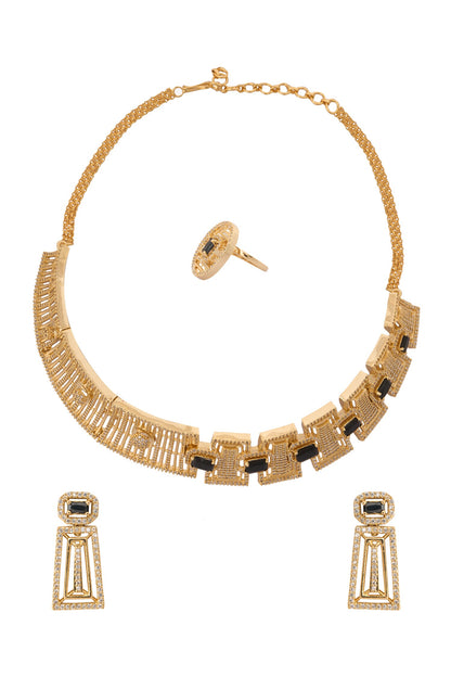 Gold & Blue Embellished Necklace Set 
