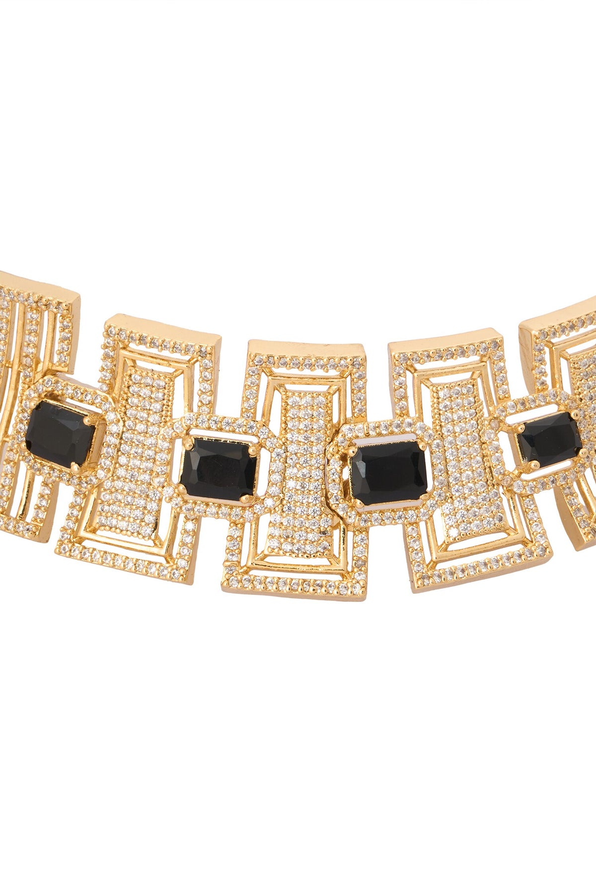 Gold & Blue Embellished Necklace Set 